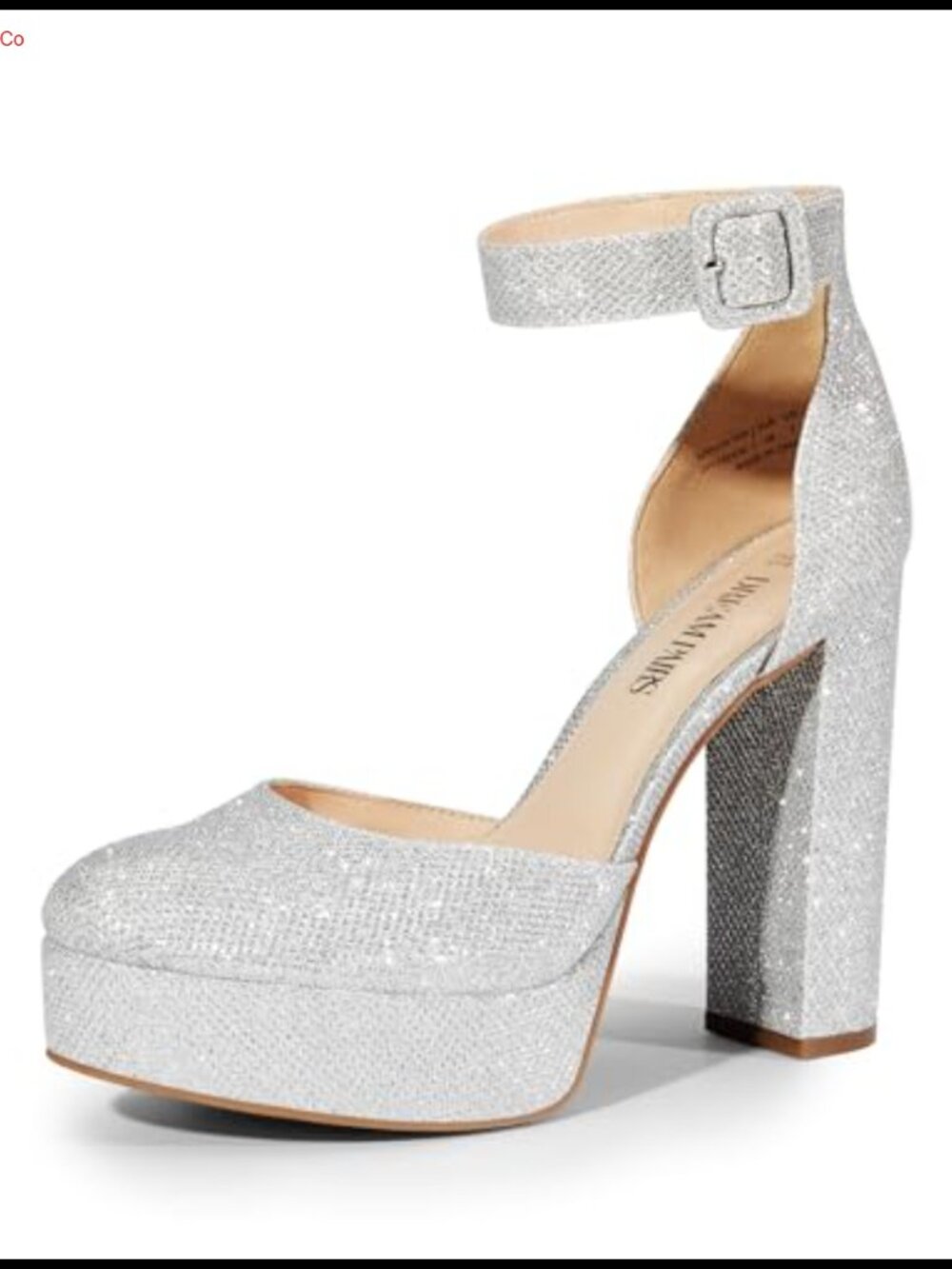 Women's Platform Chunky Block Heel Pumps Almond Toe Buckle Ankle Strap